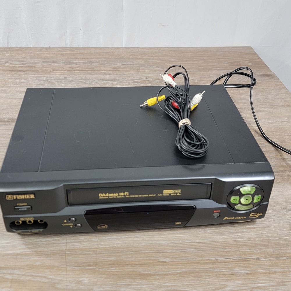 Fisher FVH-T669S VHS VCR Player DA4Head Hi-Fi Sound Stage Black with Cables